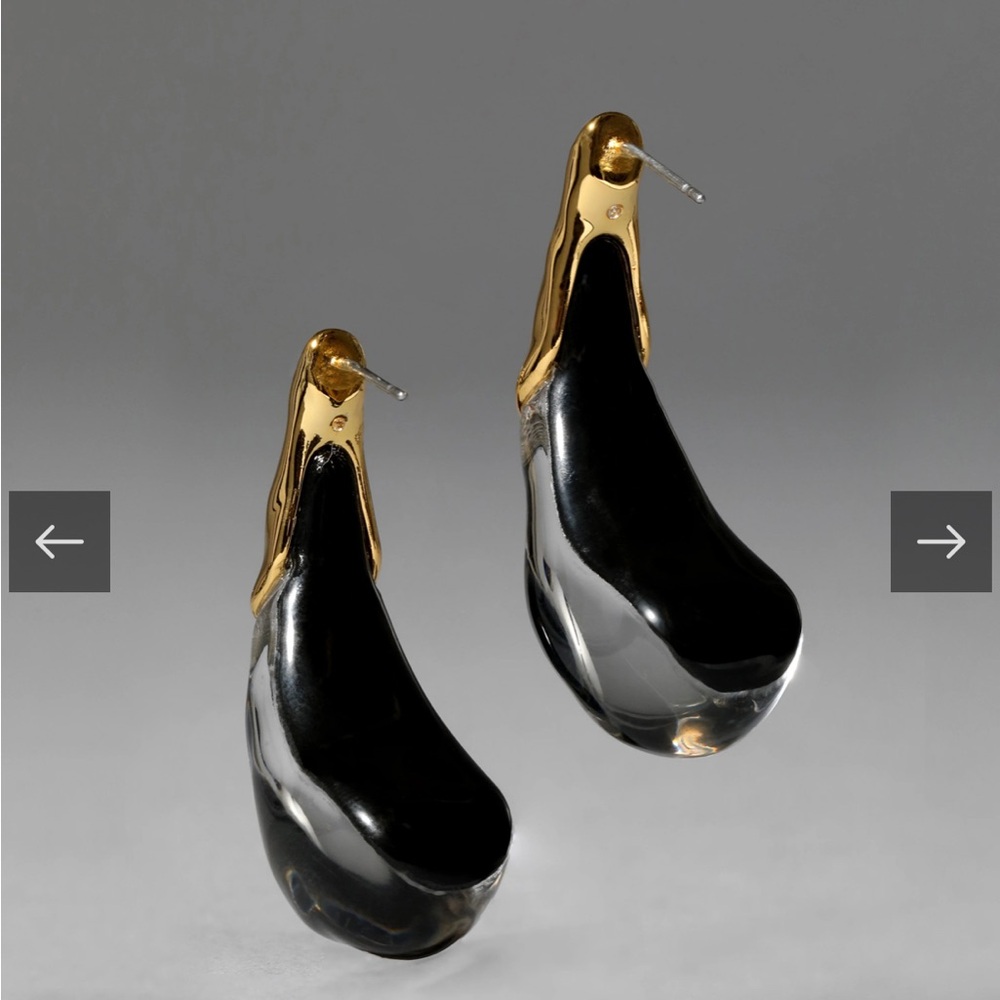 Alexis Bittar Luminous Lucite Arched Large Post Earring Sweet Melon Gold💖NWt - Picture 4 of 10